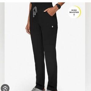 Figs High Waisted Yola Skinny Scrub Pants in Black